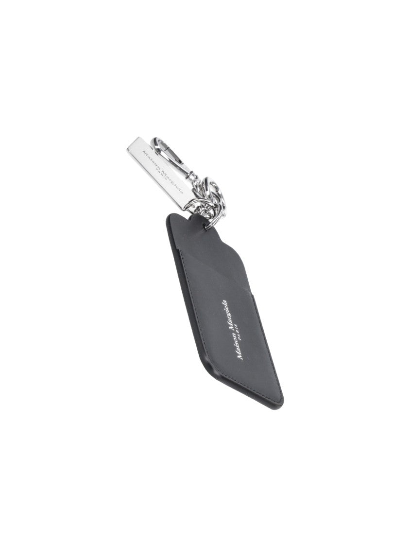 Maison Margiela Rectangular Black Wallet Keychain With Modern Accents