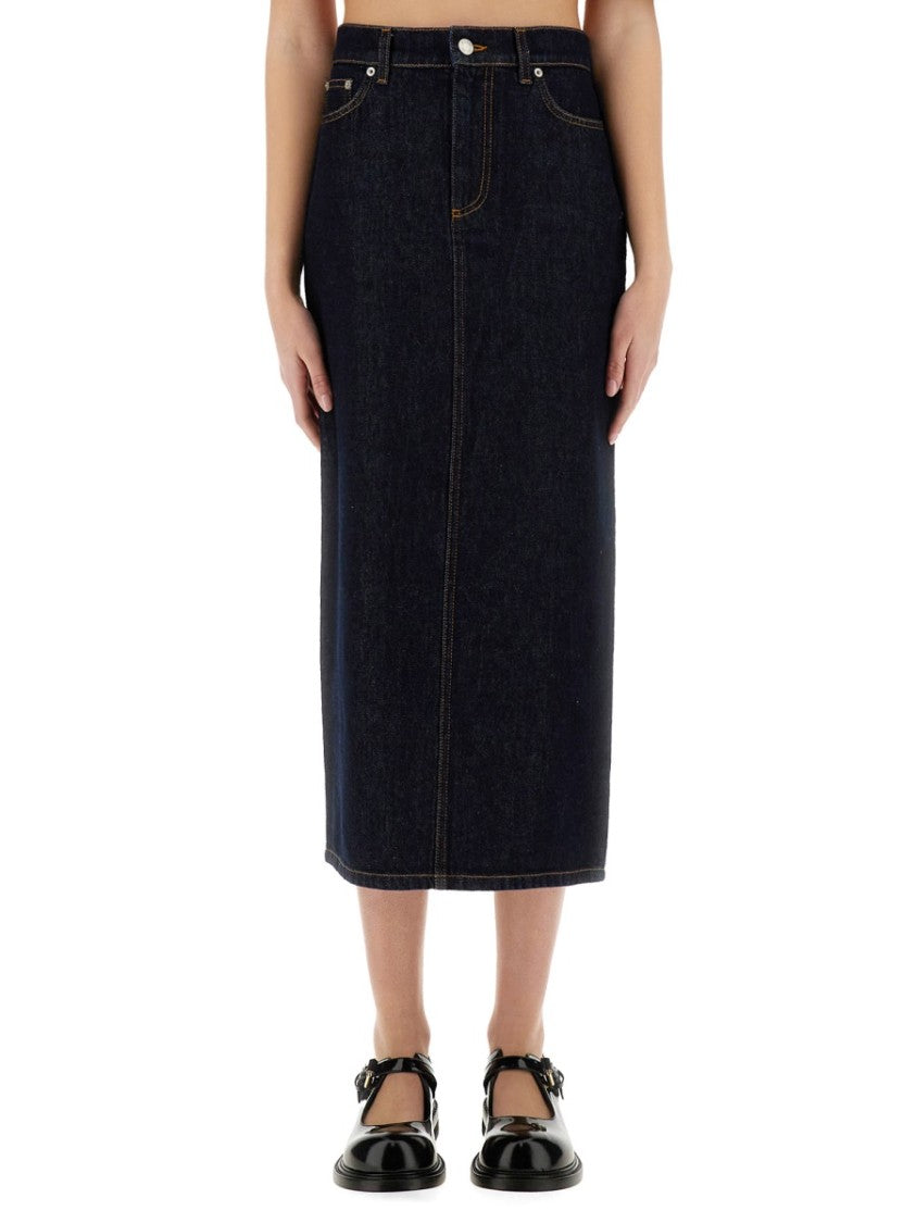 Moschino Classic High-Waisted Long Denim Skirt