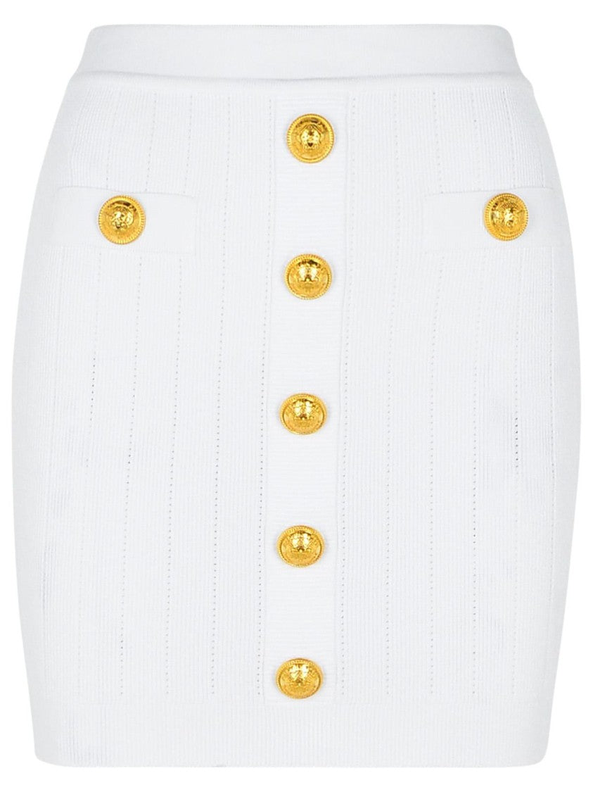 Balmain Mini Skirt In White Viscose Blend