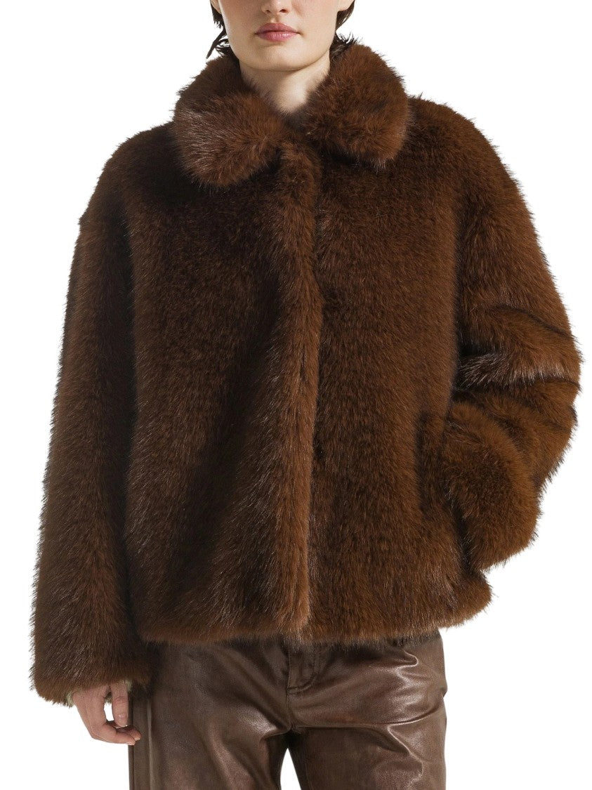 Seventy Venezia Short Plush Side Pocket Faux Fur Coat