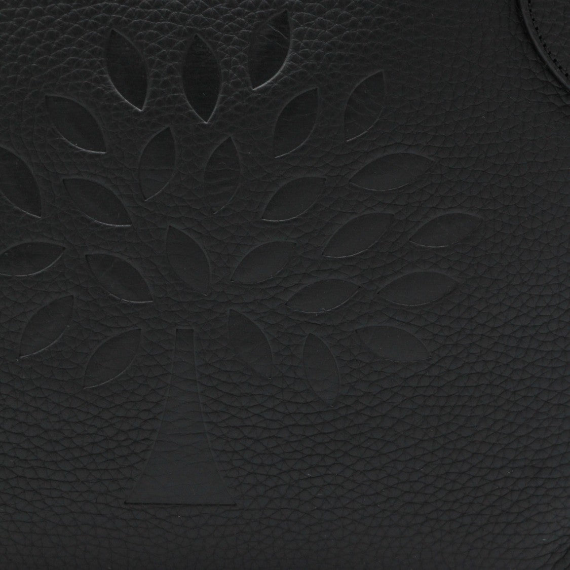 Mulberry Textured Black Tote Bag With Embossed Tree Design