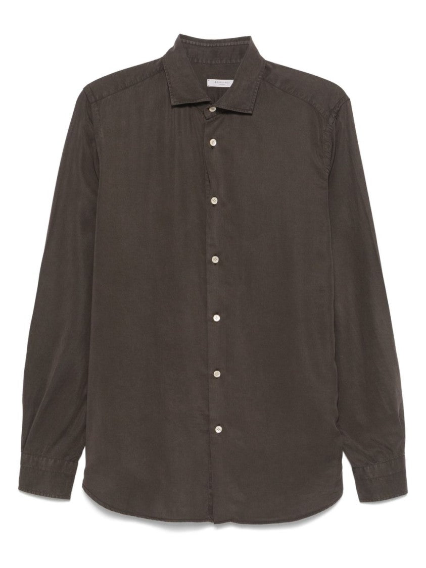 Boglioli Garment-Dyed Tencel Long-Sleeved Shirt With Tailored Collar