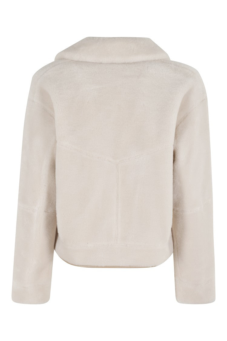 Urbancode Cream Reversible Jacket With Synthetic Sheepskin