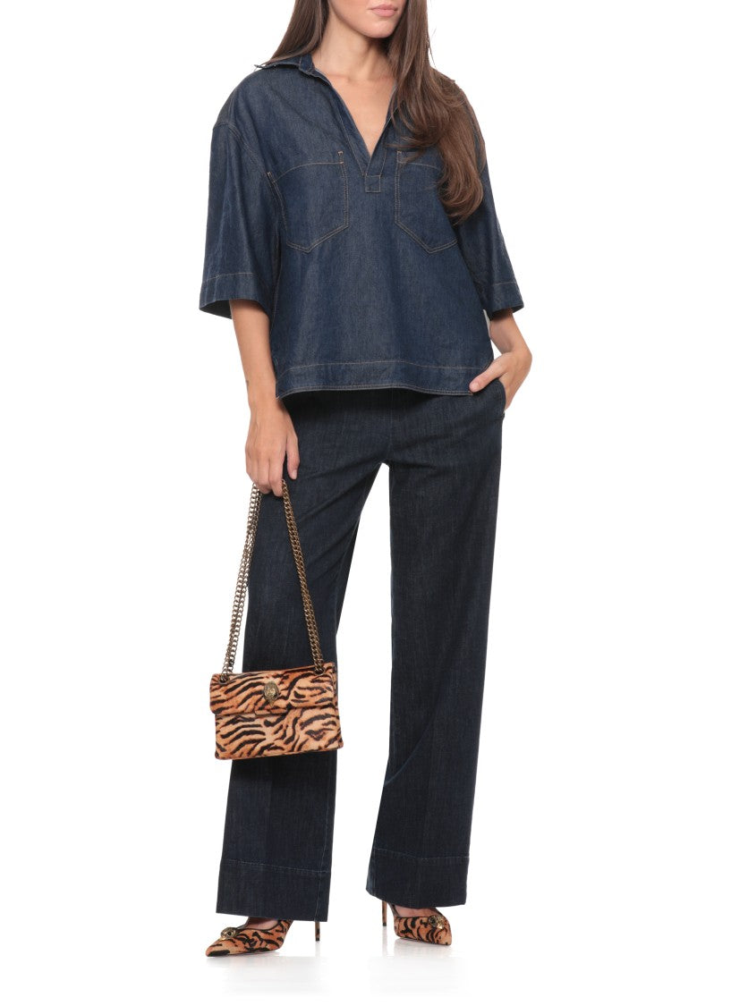 Kurt Geiger Tiger Pony Skin Rhinestone Accents Mini Shoulder Bag
