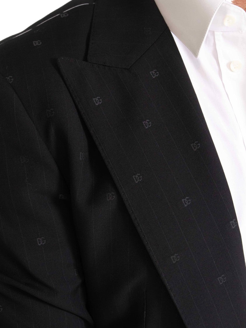 Dolce & Gabbana Black Logo Pattern Tailored Suit