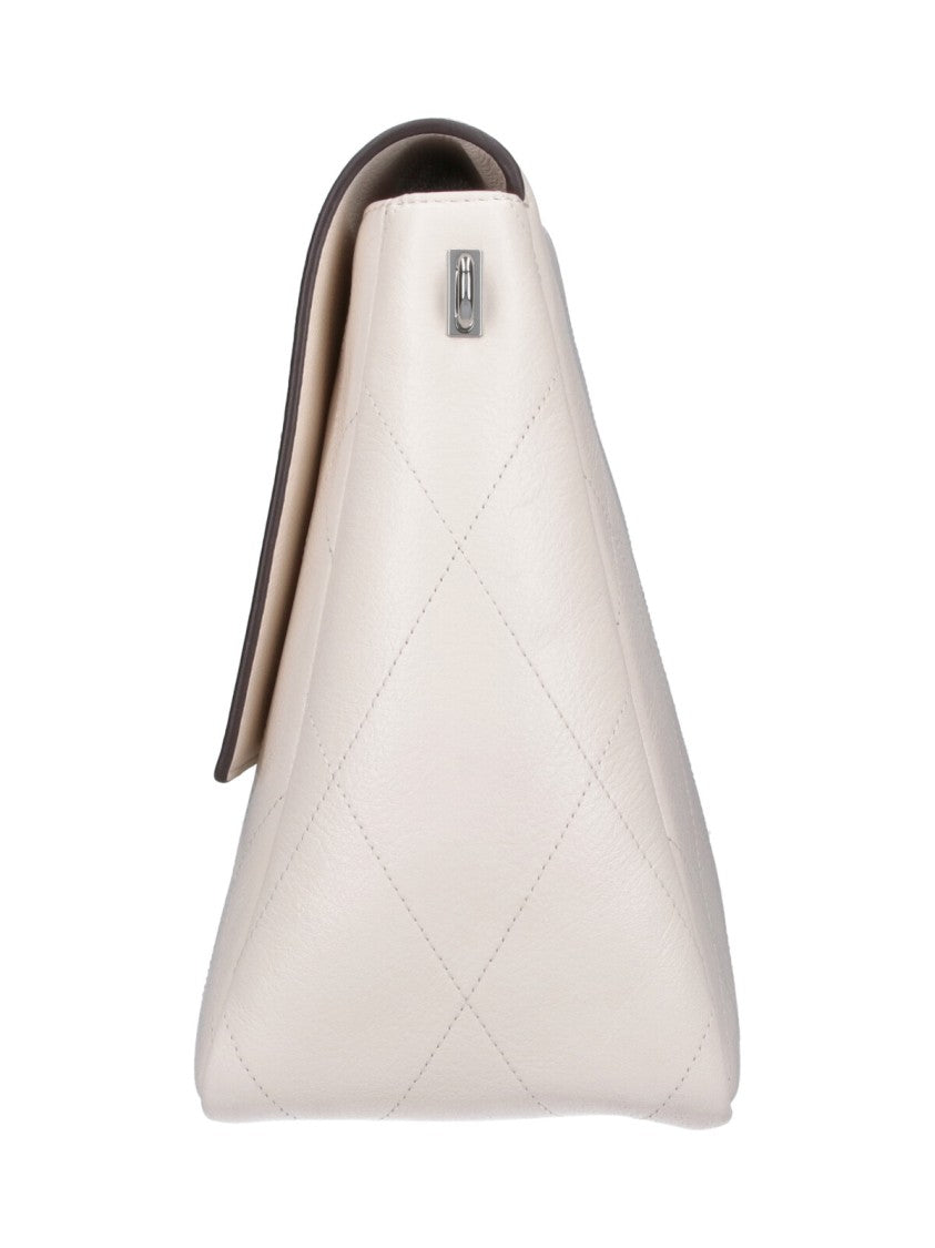 Tory Burch Cream Charlie Quilted Leather Shoulder Bag