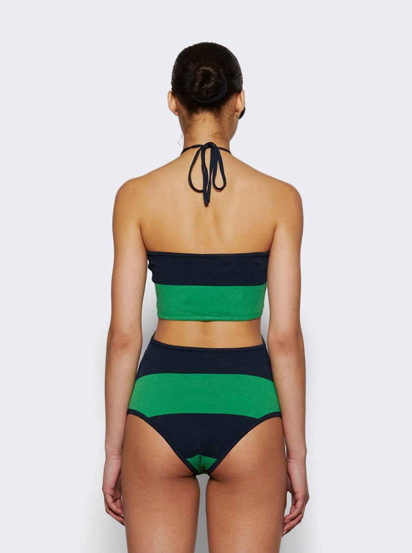 Coperni Knitted Striped Bodysuit Green And Blue