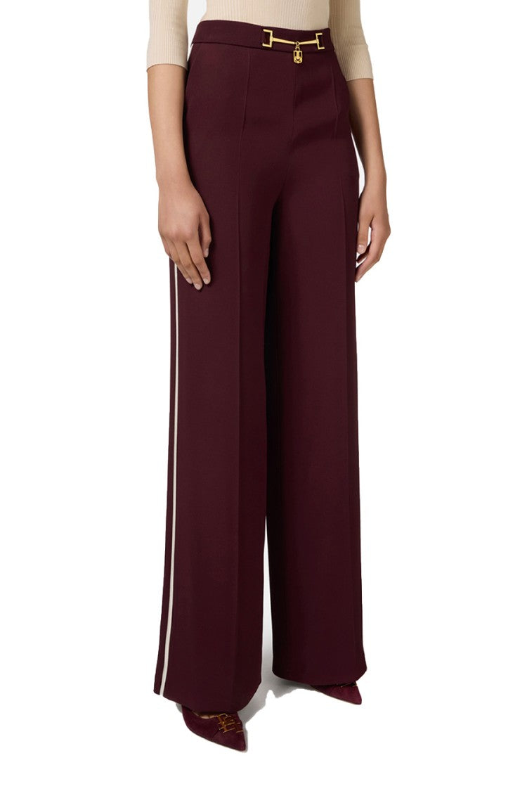 Elisabetta Franchi Red Wide-Leg Trousers With High Waist