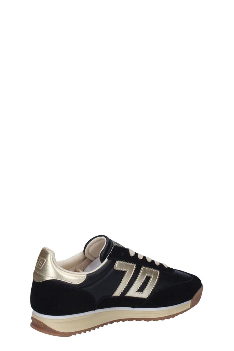 Back70 Black Chamois Leather Logo-Panel Sneaker