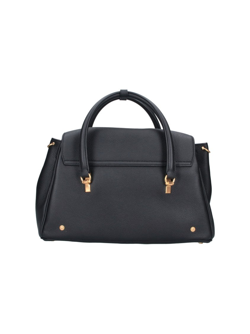 Thom Browne Black Bolton Structured Calf Leather Handbag