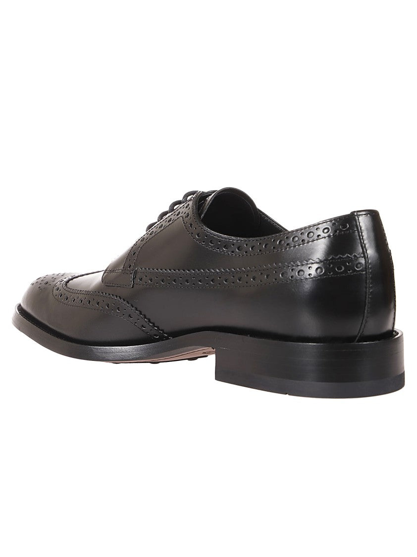 Tod's Classic Leather Brogue Shoes With Polished Finish