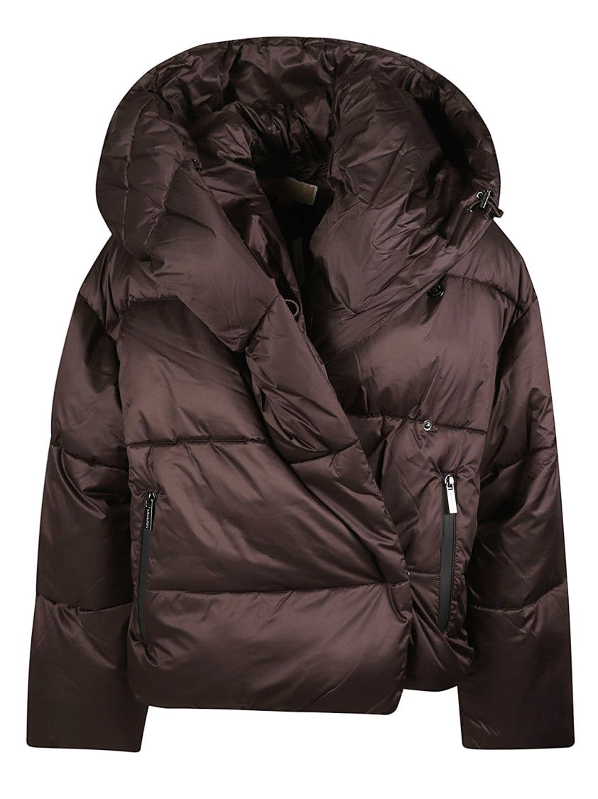 Michael Kors Asymmetrical Quilted High Collar Down Jacket