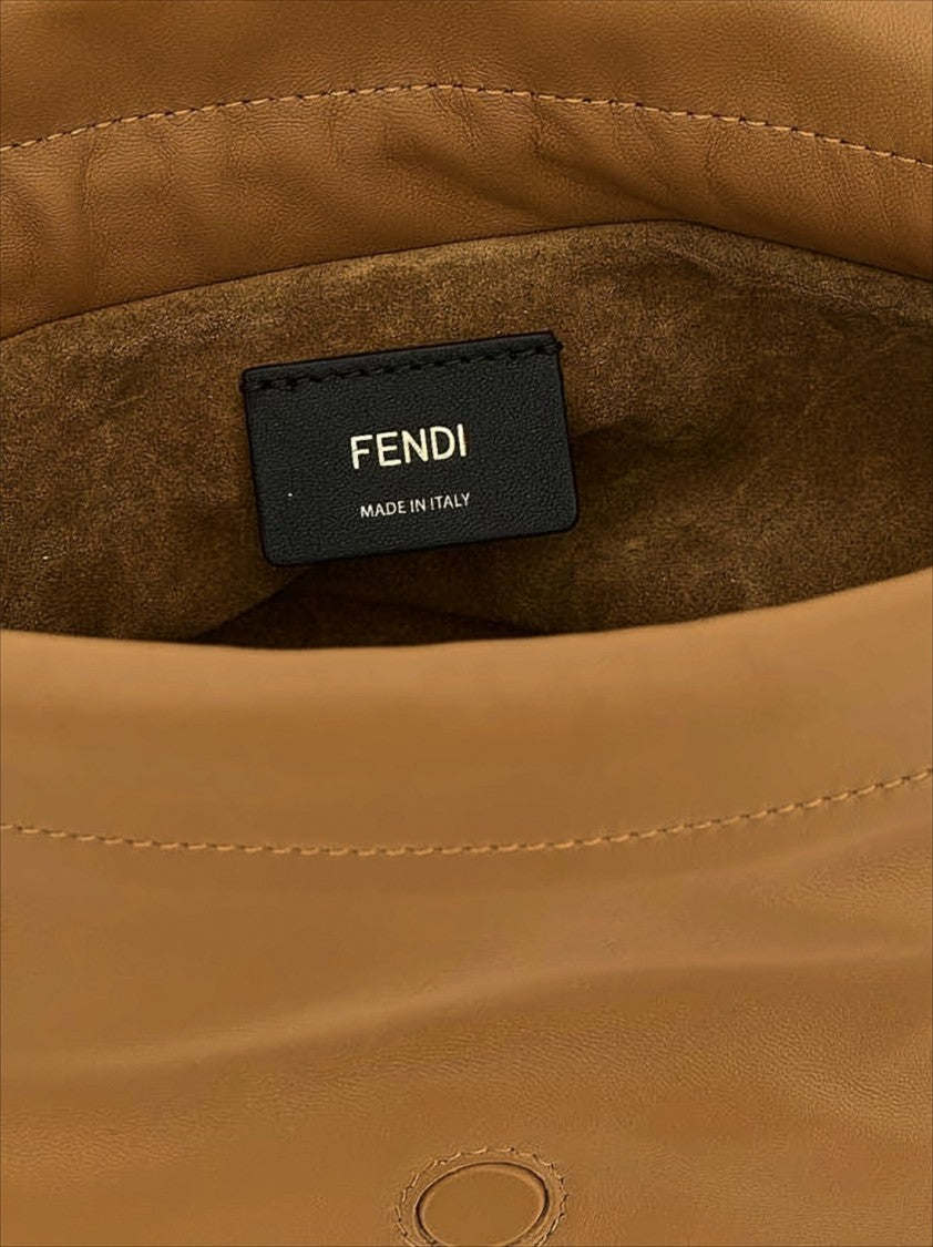 Fendi Brown Lambskin Leather Shoulder Bag