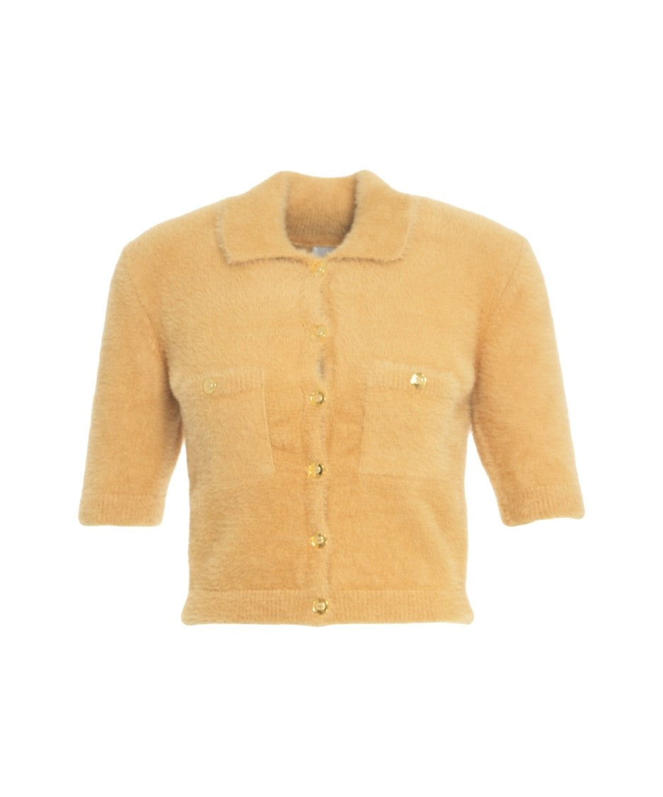 Elisabetta Franchi Cropped Beige Cardigan