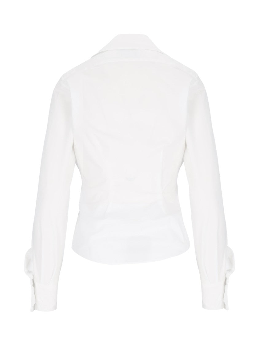 Vivienne Westwood Distorted Silhouette White Cotton Shirt With Asymmetrical Hem