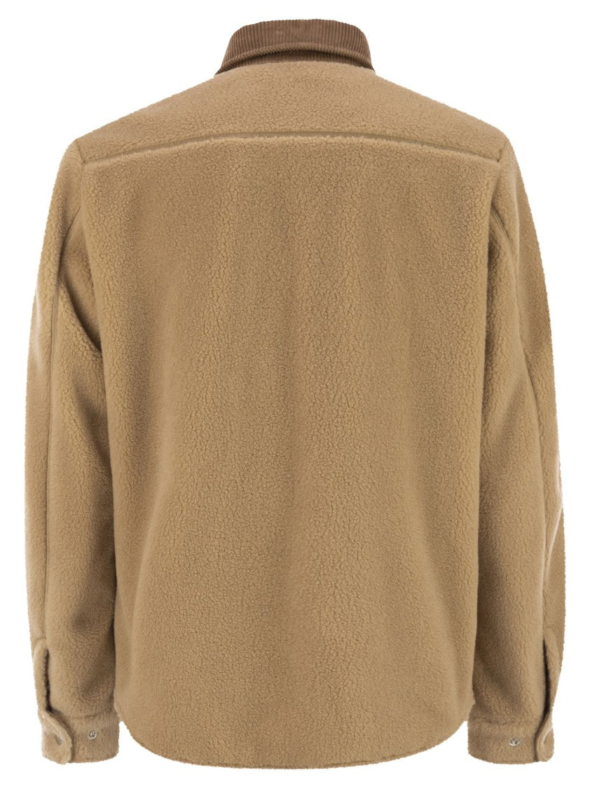 Moncler Shacket With Teddy-Effect Ribbed Velvet Trim