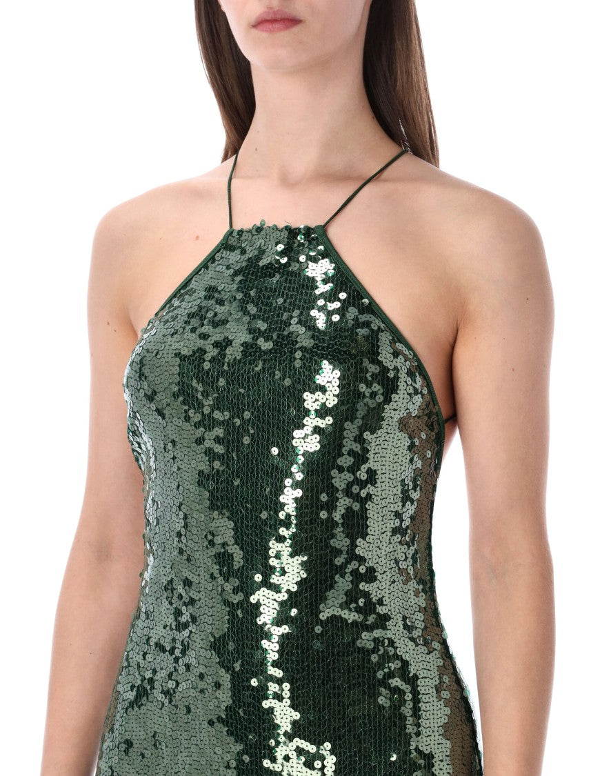 Oséree Sequined Mini Dress With Backless Design And Thin Straps