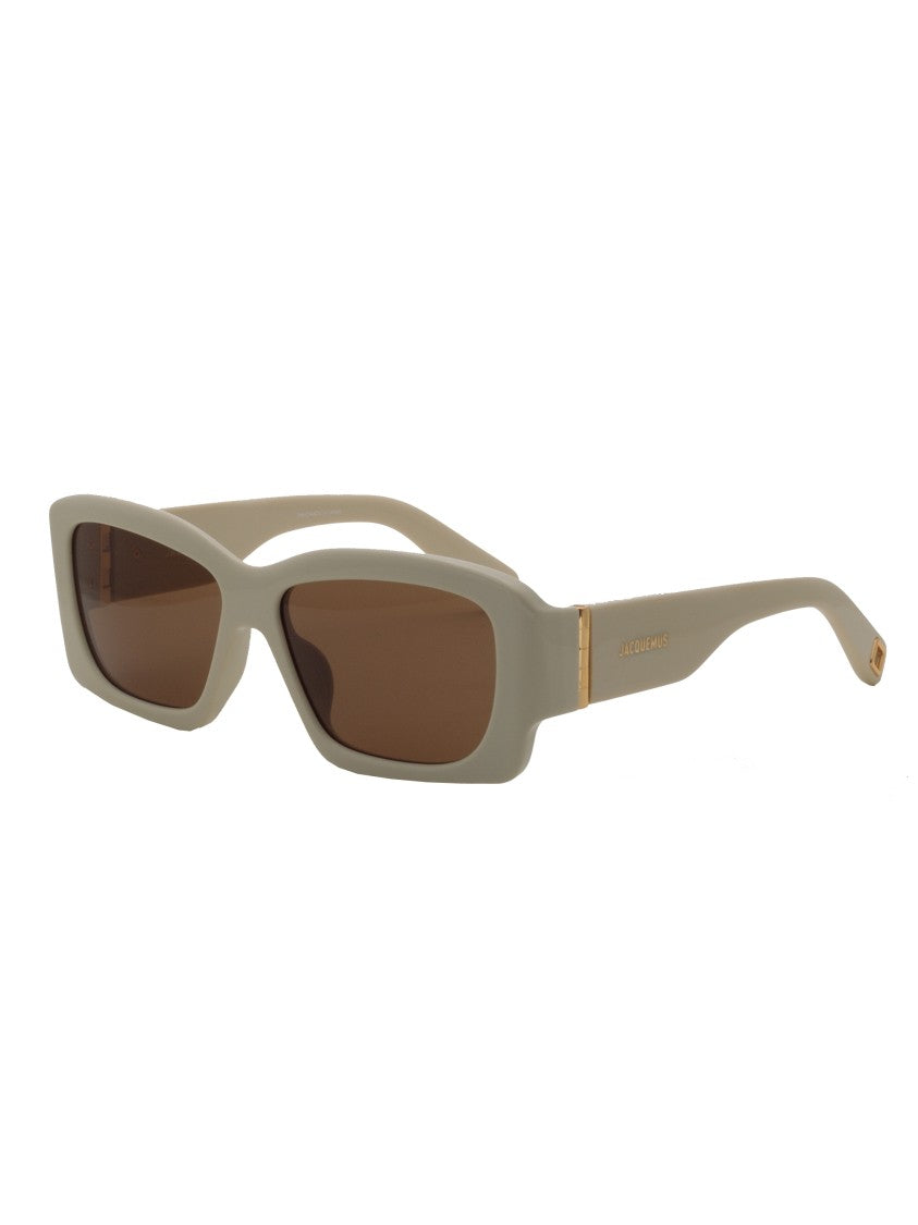 Linda Farrow X Jacquemus Angular Grey Sunglasses With Brown Lenses
