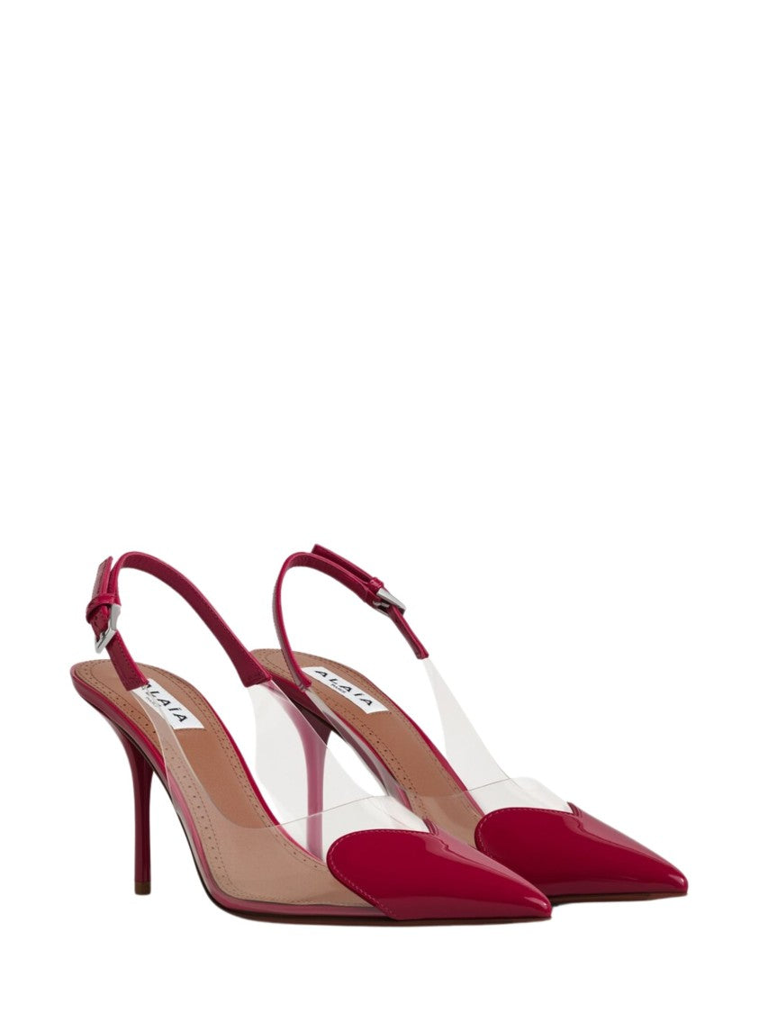 Alaïa Red Heart Detail Leather Pumps