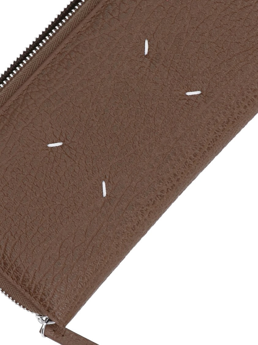 Maison Margiela Brown Four Stitches Textured Leather Wallet