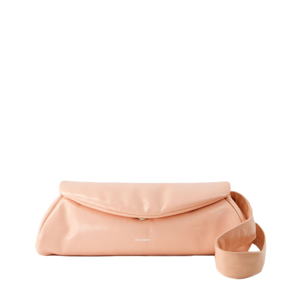 Jil Sander Cannolo Grande Padded Hobo Bag - Leather - Peach Pearl