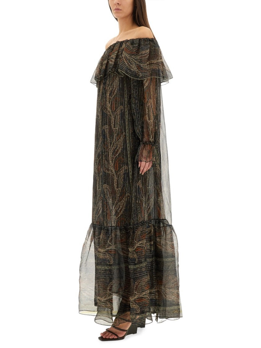 Saint Laurent Silk Lurex Creponne Dress