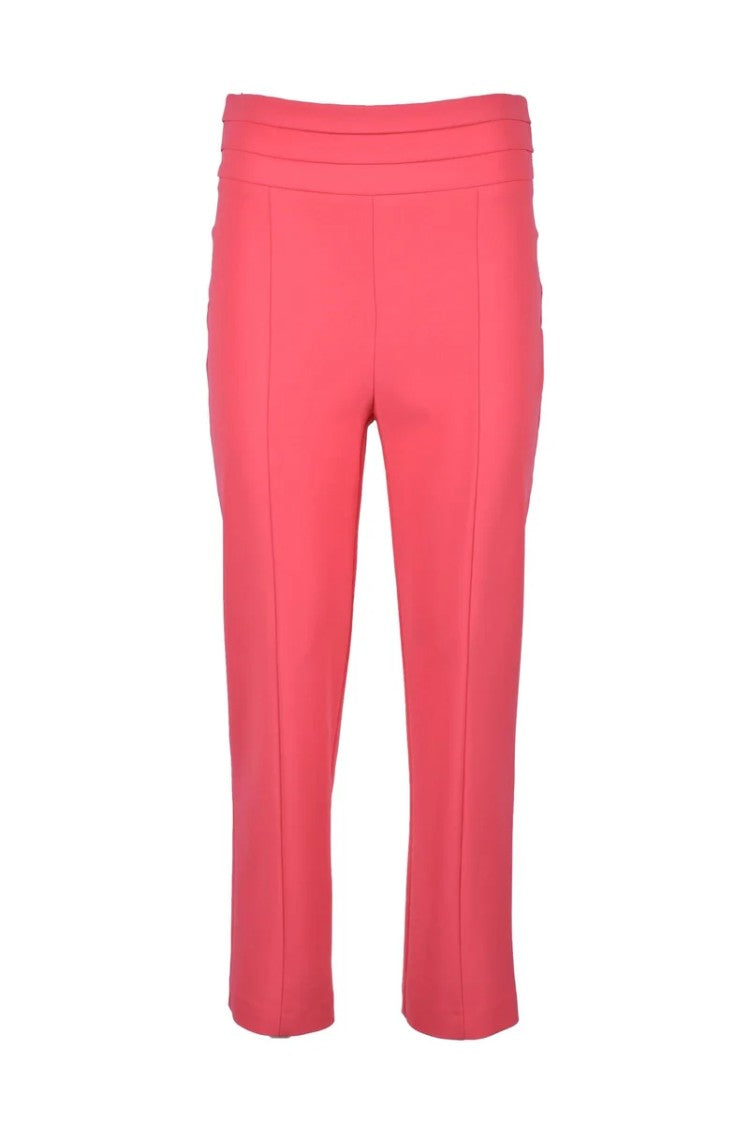 Patrizia Pepe Sera Cropped Fuchsia Trousers With Structured Waistband And Tailored Fit