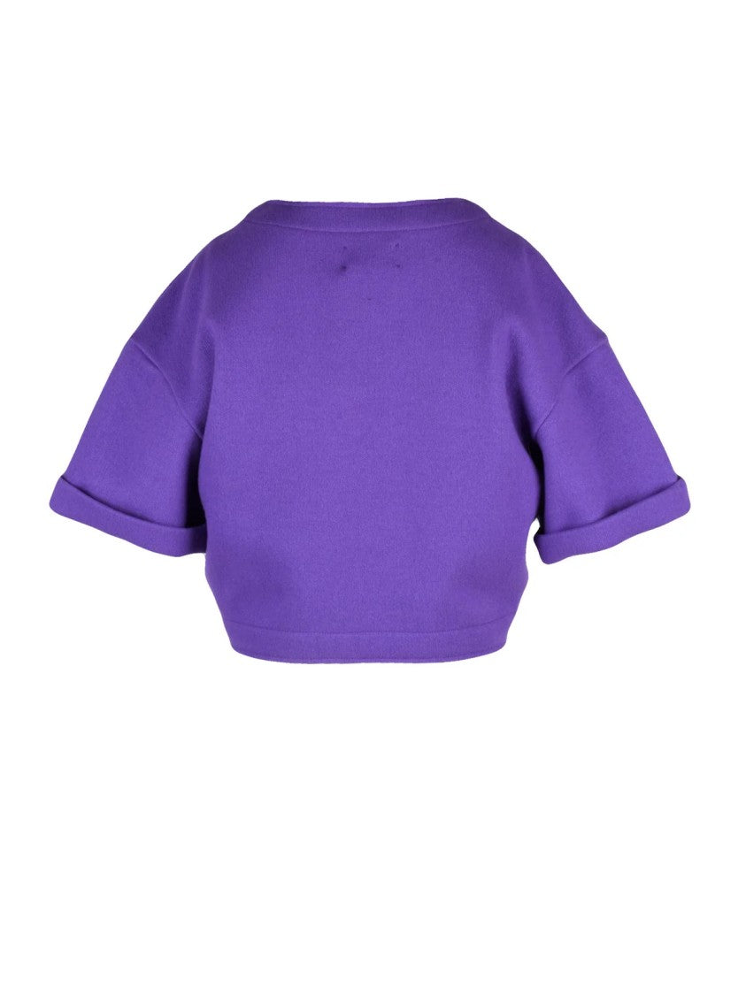 Niu Purple Virgin Wool-Blend Cropped Sweatshirt
