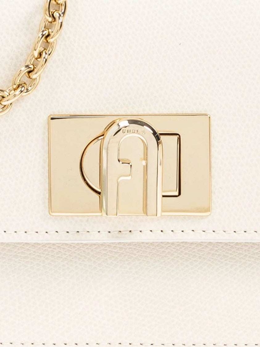 Furla Structured White Leather Shoulder Bag