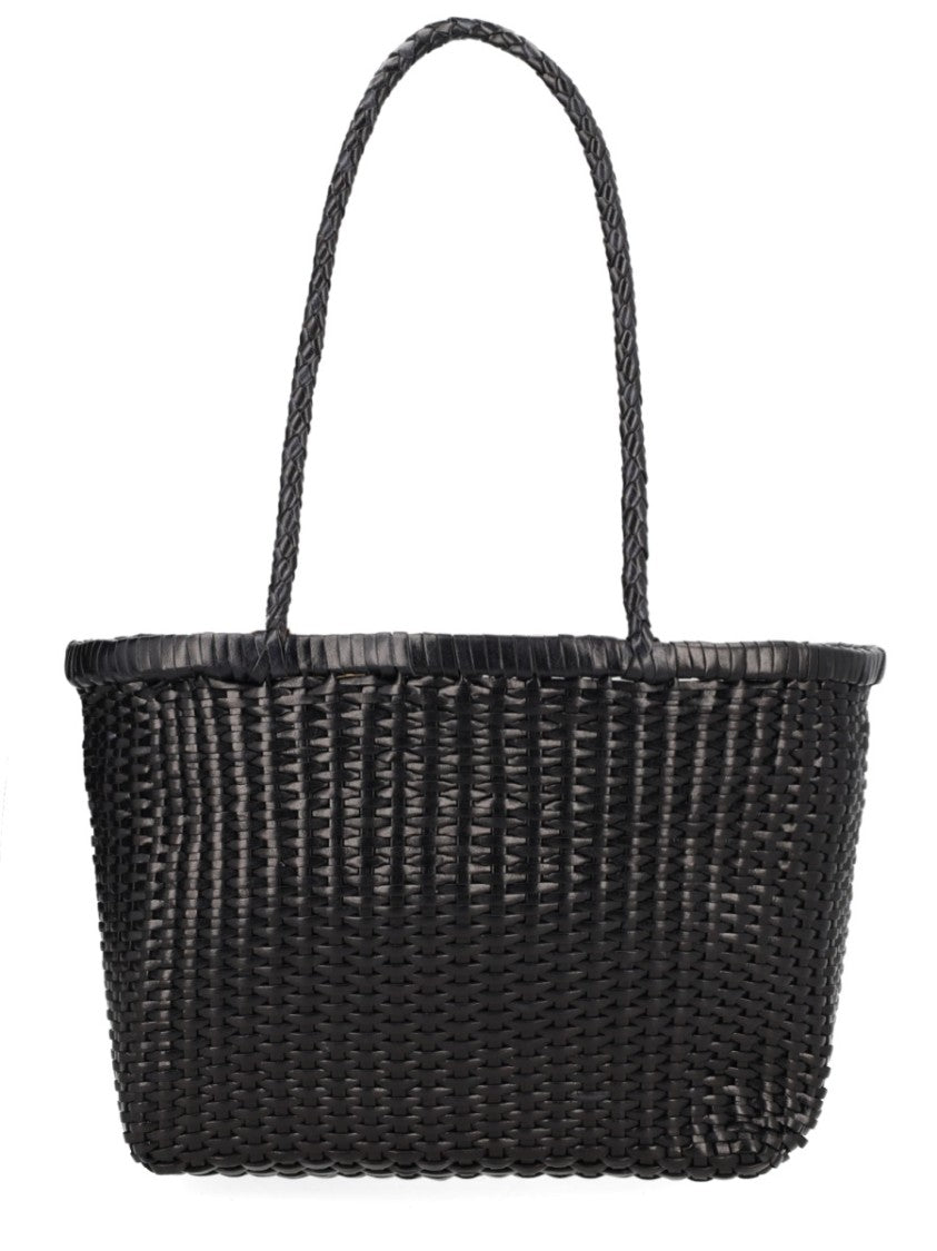 Dragon Diffusion Black Woven Leather Braided Handbag