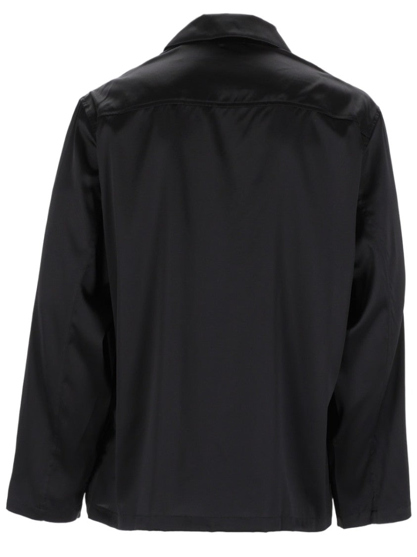 Mm6 By Maison Margiela Black Silk-Blend Front-Pocket Shirt