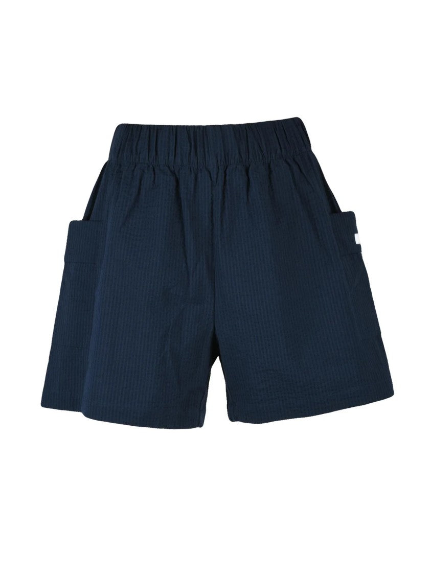 Ea7 Emporio Armani Blue Elastic Waistband Stretch Cotton Shorts