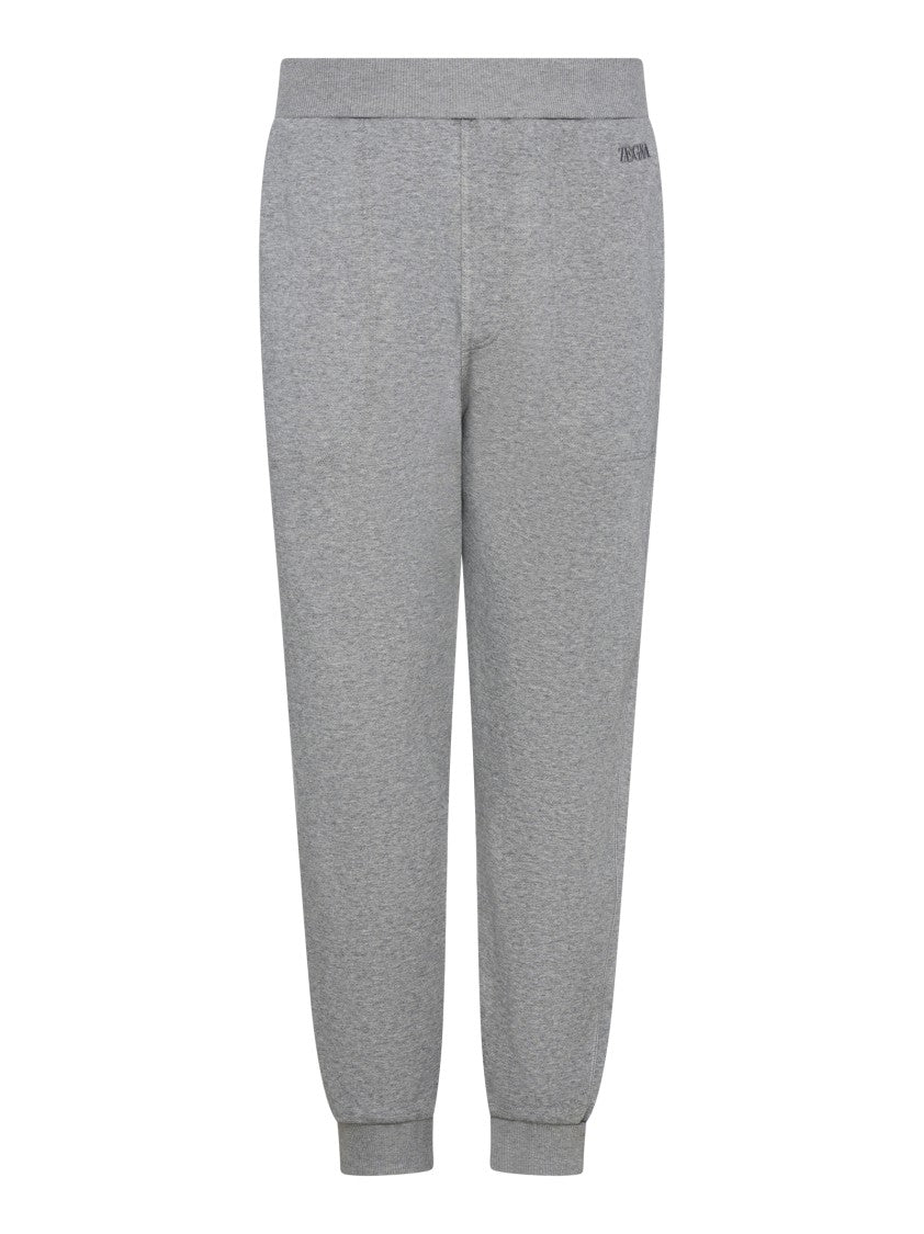 Zegna Tapered Grey Trousers With Elasticated Waistband