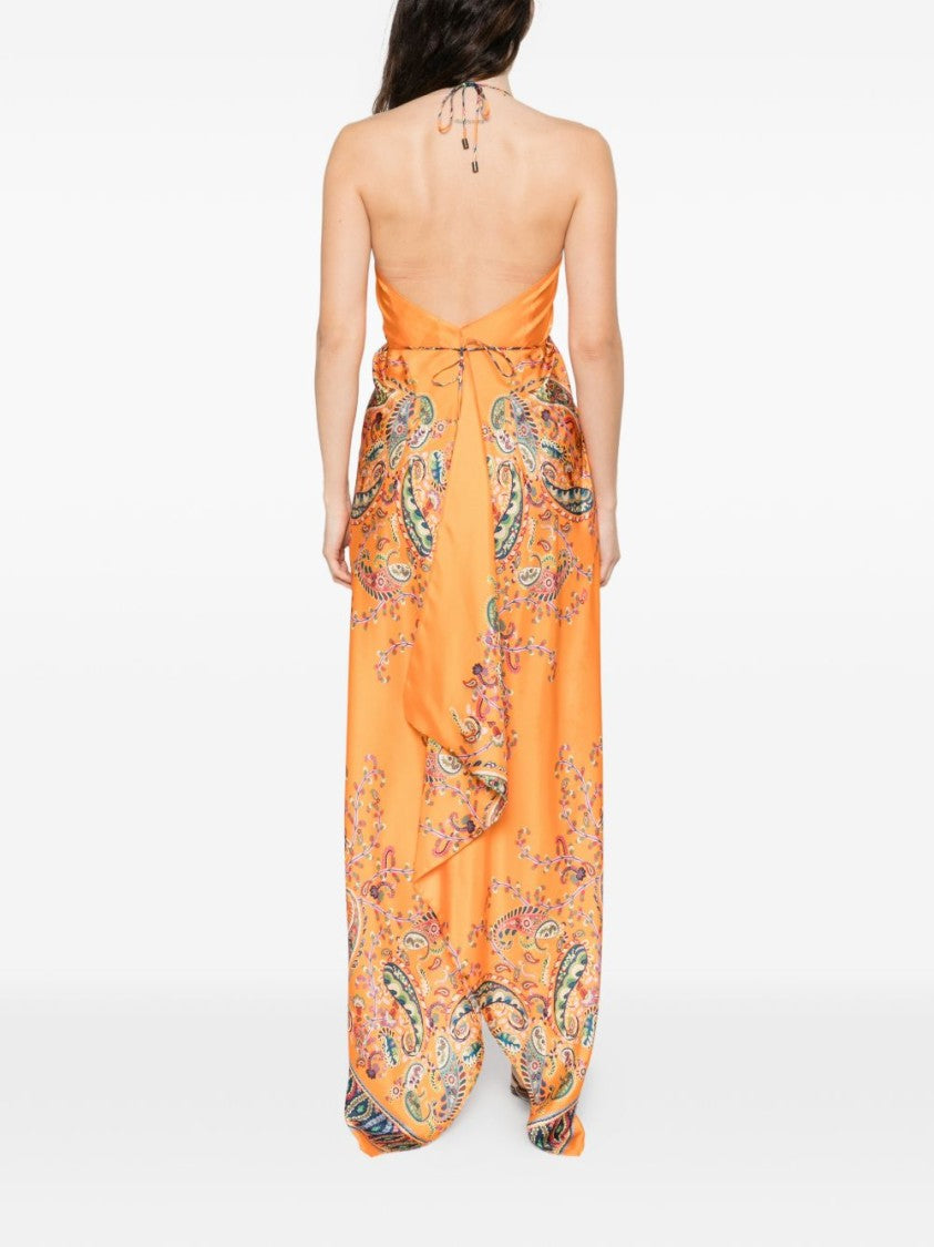 Etro Asymmetrical Handkerchief Hem Dress With Paisley Patterns