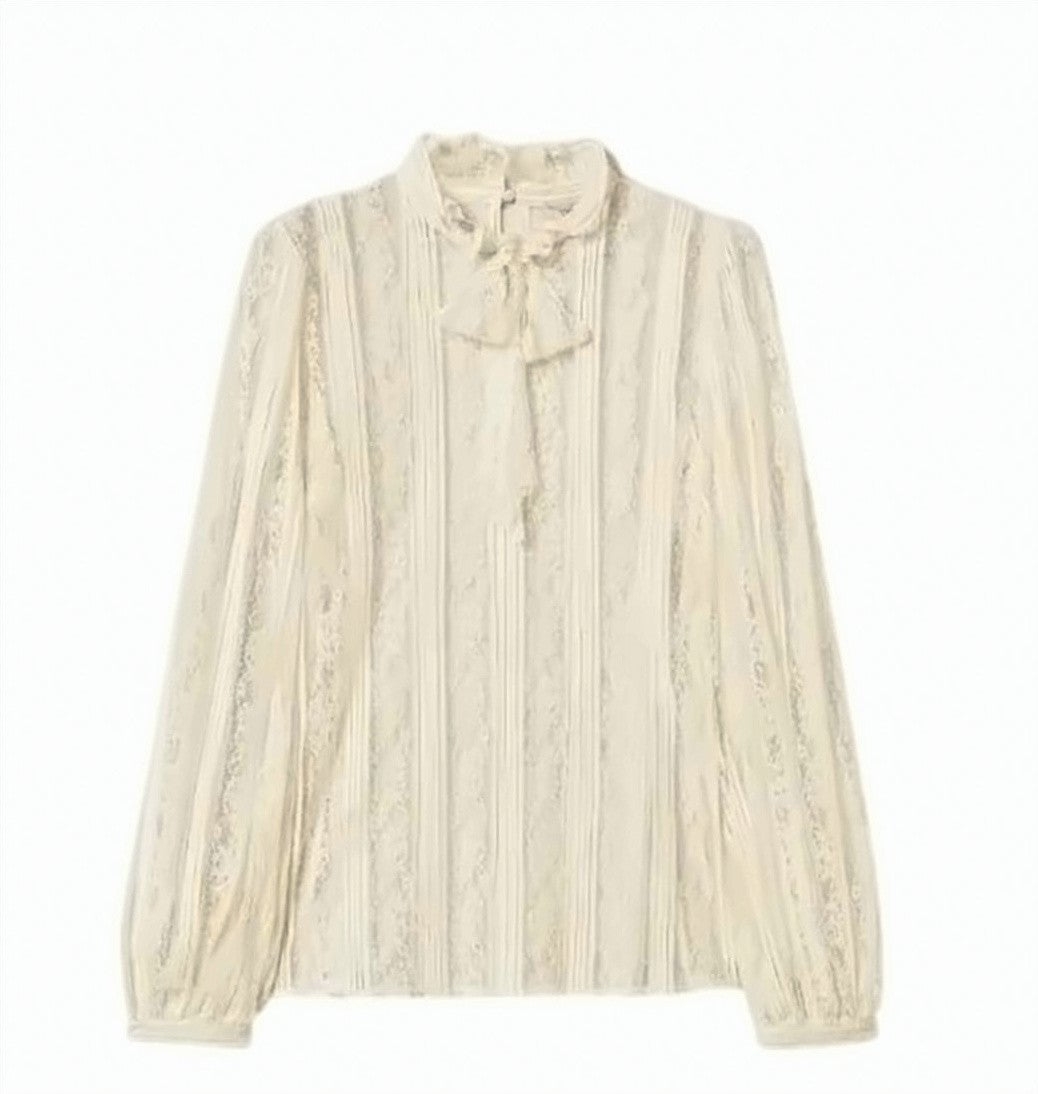Twin-Set Righeh Lace Ribbon Tie Blouse
