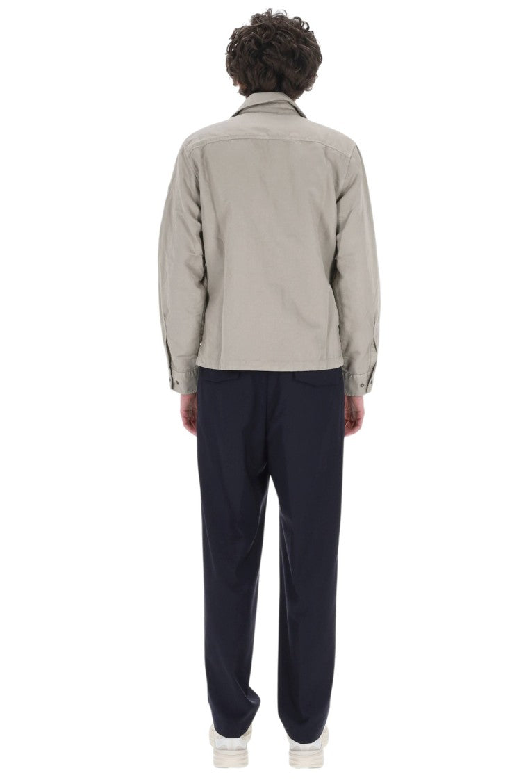 C.P. Company Grey Cotton-Linen Zip Overshirt Jacket