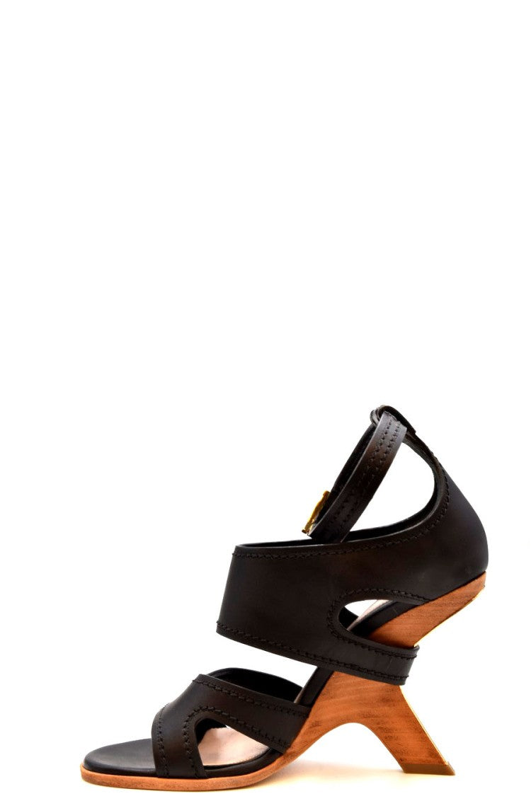 Alexander Mcqueen Black Calf Leather Sandals