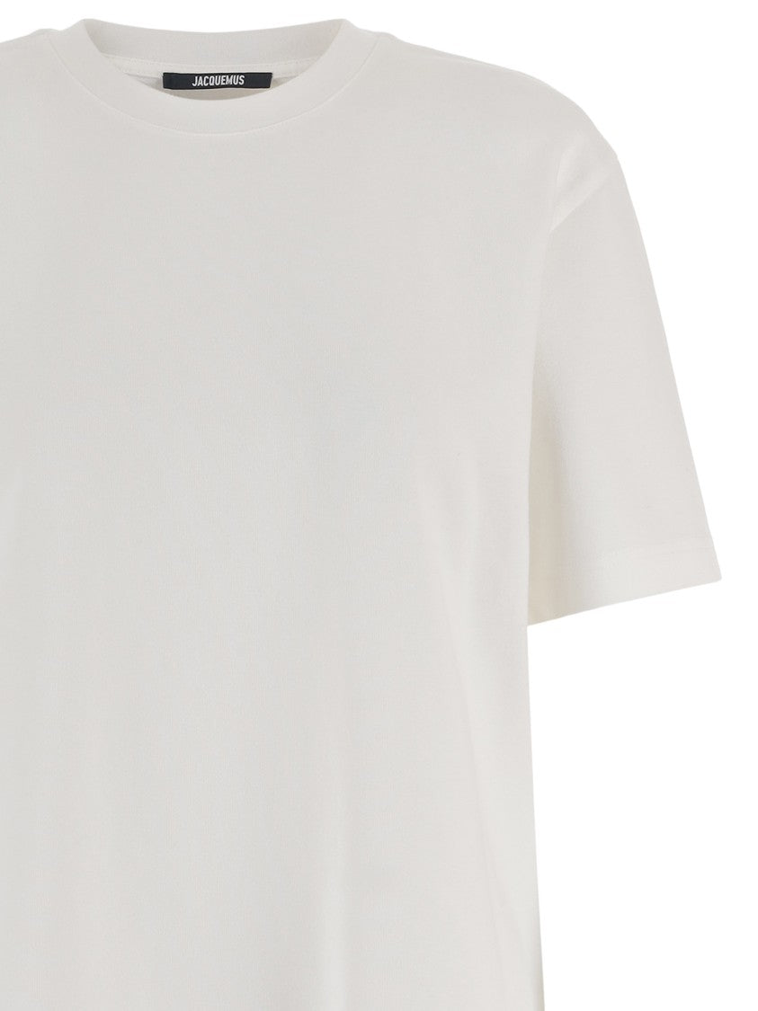Jacquemus Round Neck Cotton T-Shirt With Contrasting Logo Embroidery