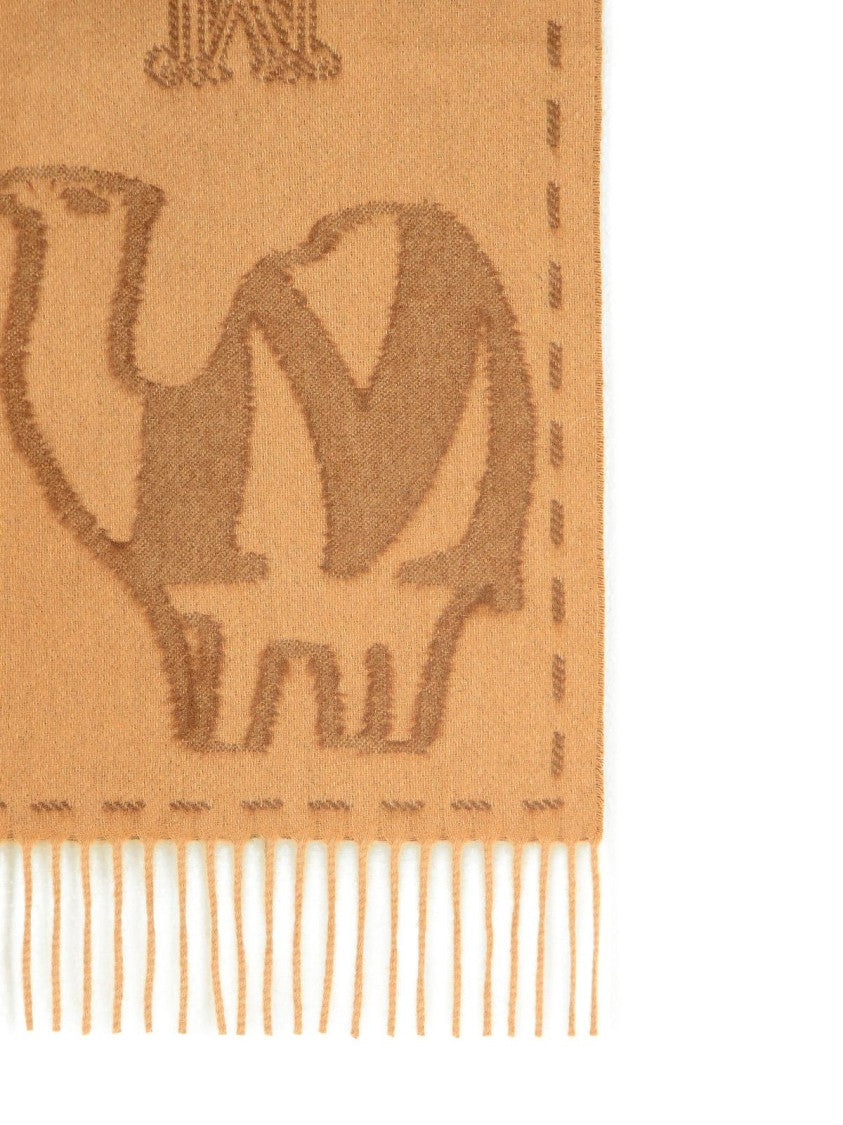 Max Mara 'Wsteddyc' Camel Jacquard Cachemire Stole