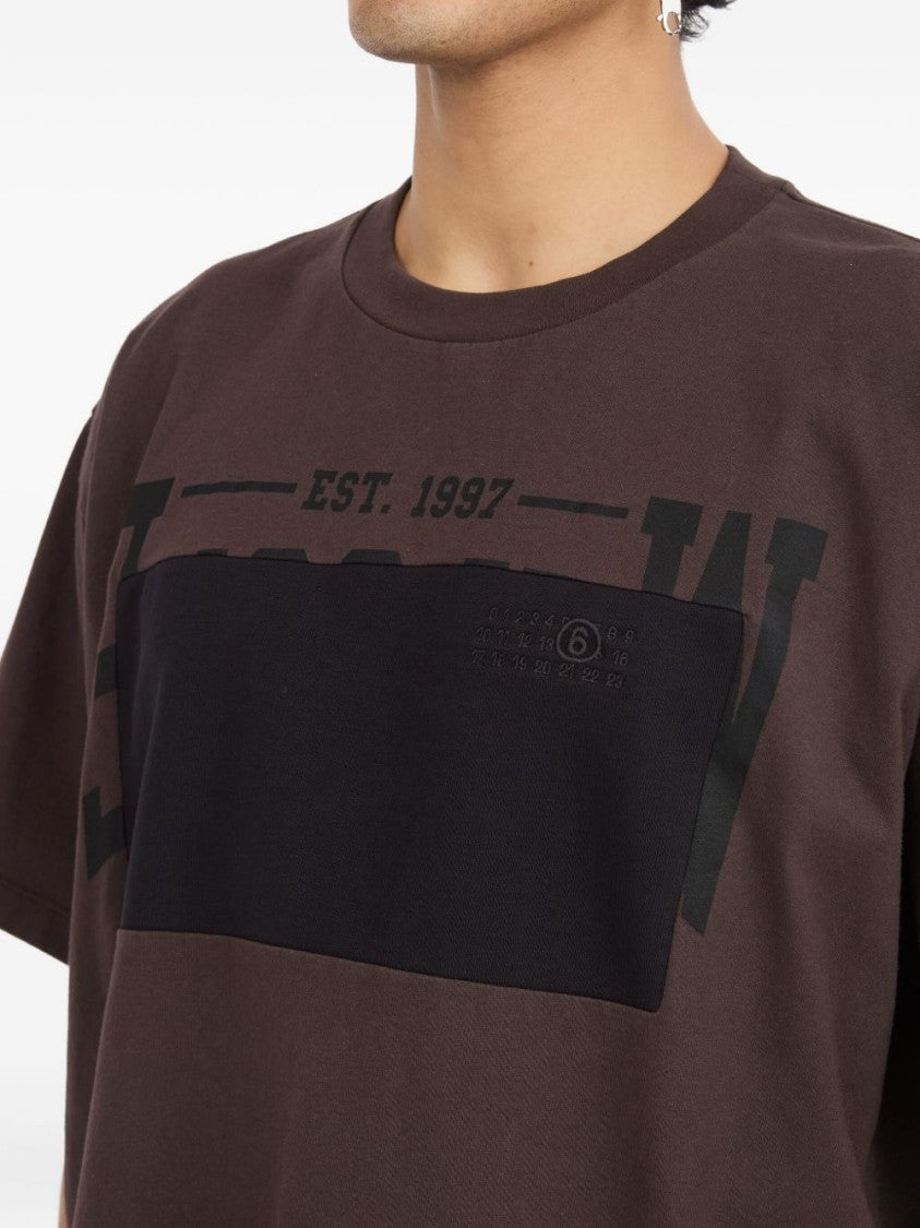 Mm6 By Maison Margiela Brown Relaxed-Fit T-Shirt With Graphic Detail
