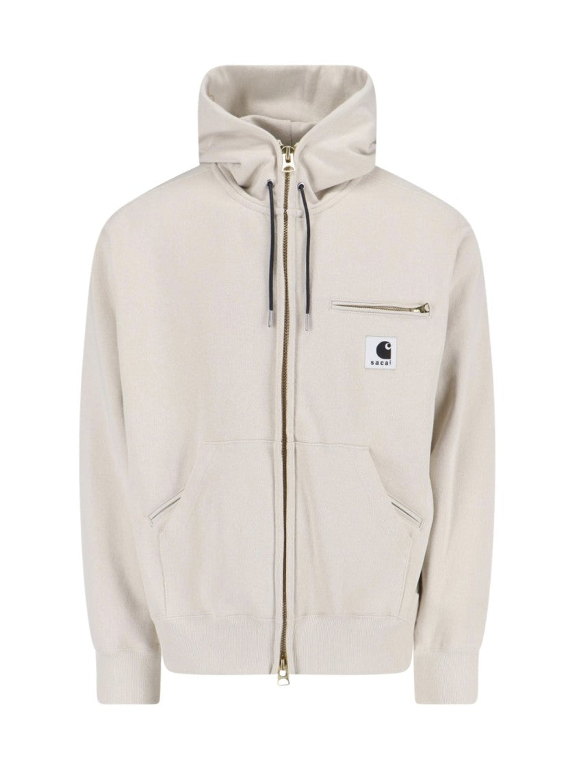 Sacai Cotton Zip Jacket With Contrasting Logo Patch