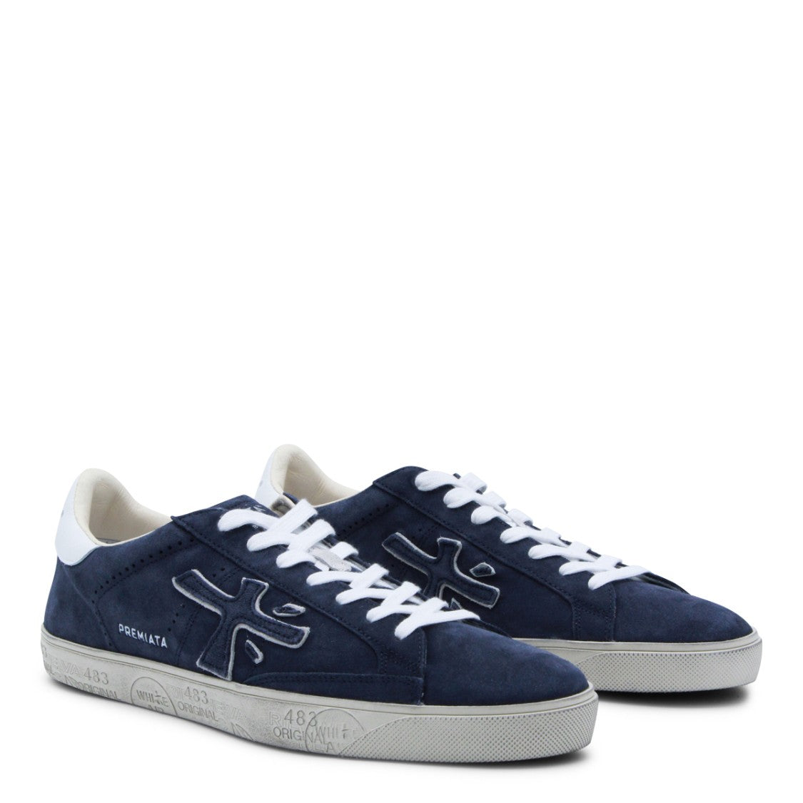 Premiata Navy Leather Steven Sneakers