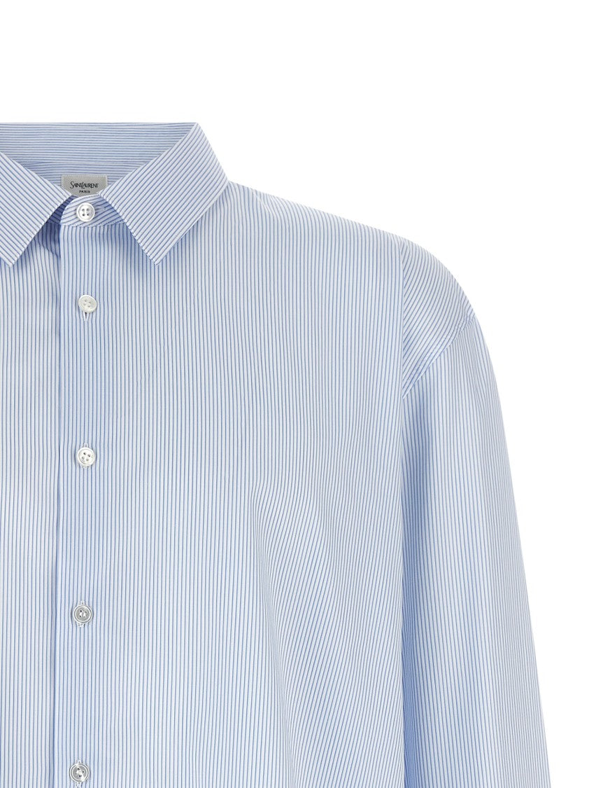 Saint Laurent 'Cassandre' Striped Cotton Poplin Shirt