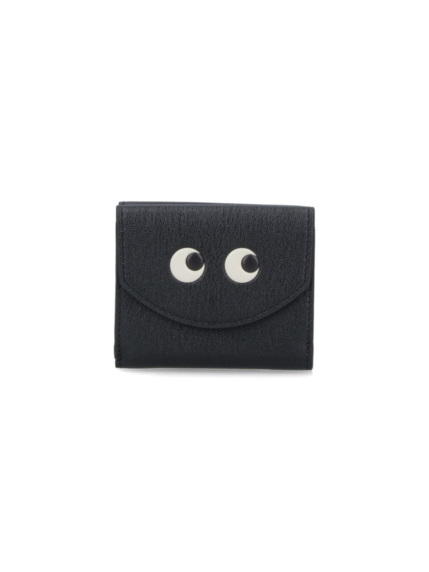 Anya Hindmarch Black Eyes Goat Leather Trifold Wallet