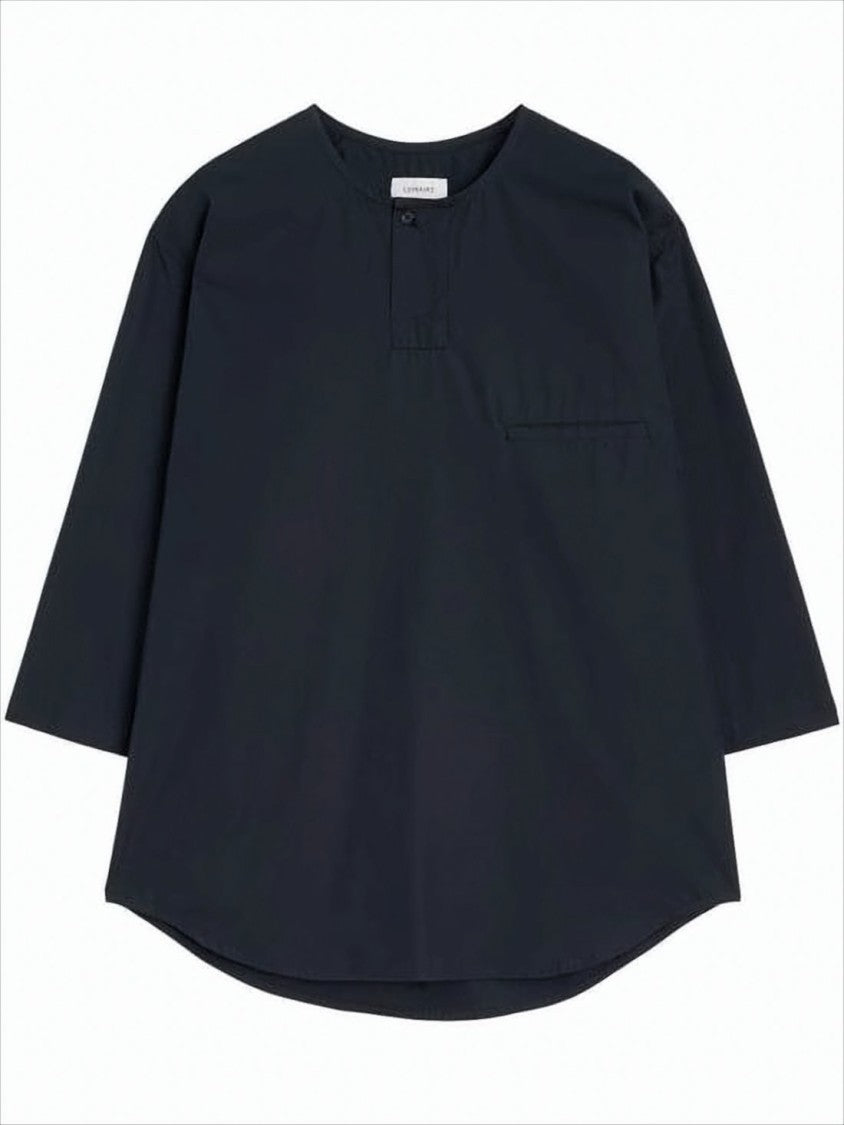 Lemaire Boxy Black Blouse With Round Neckline