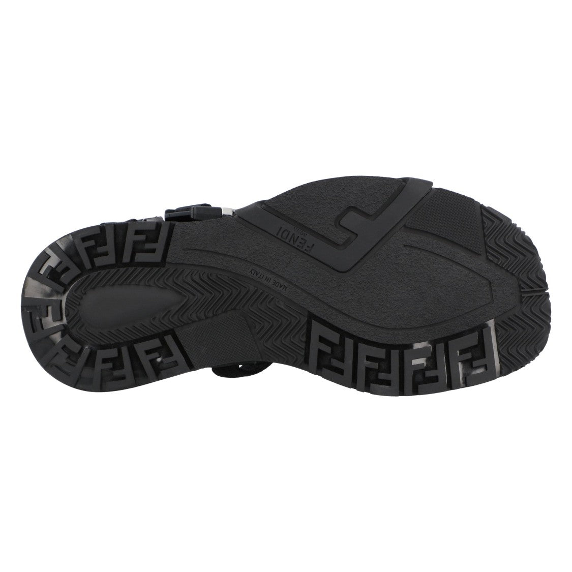 Fendi Black Rubber Sandals With Adjustable Straps
