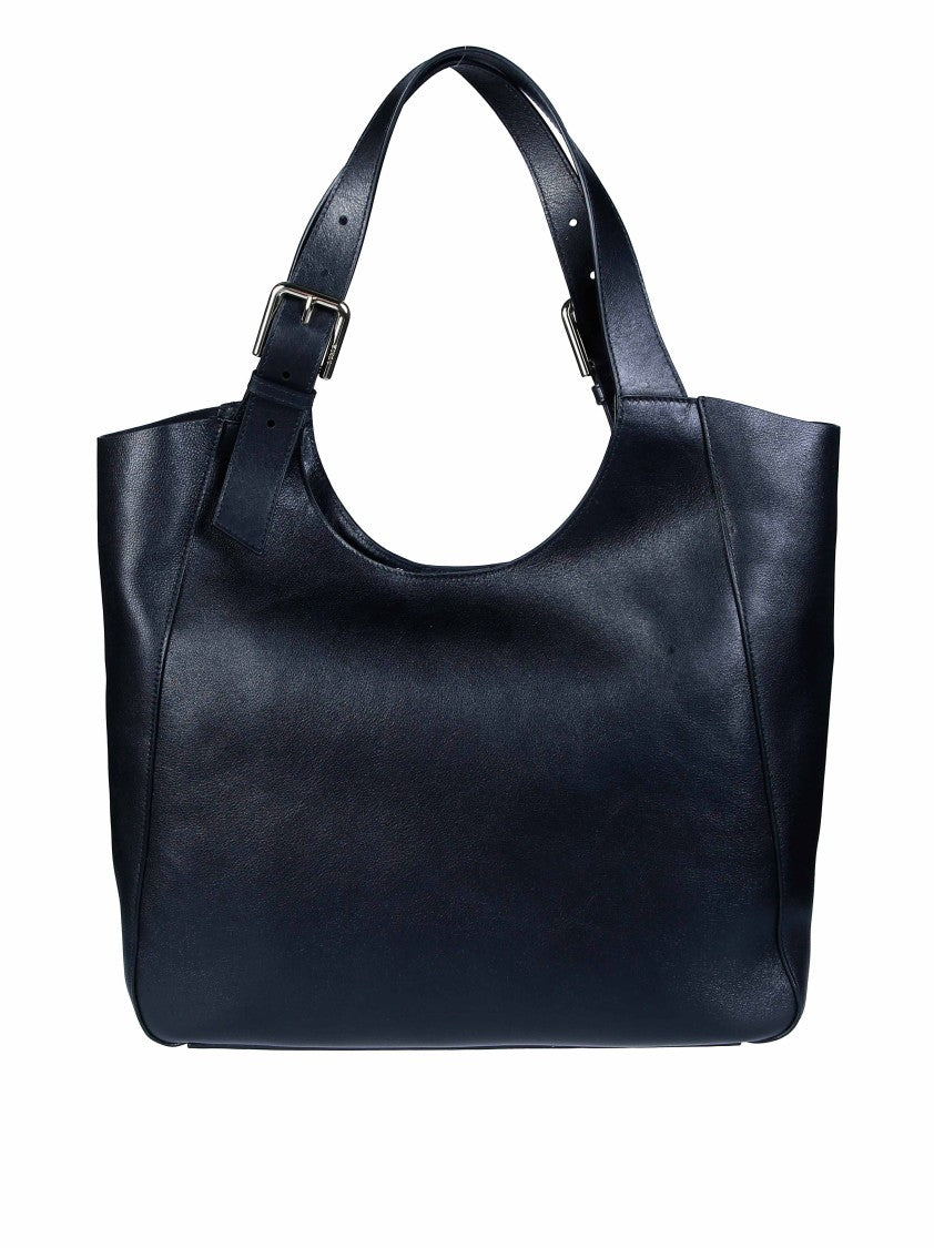 Furla Dora L Glossy Black Leather Tote Bag