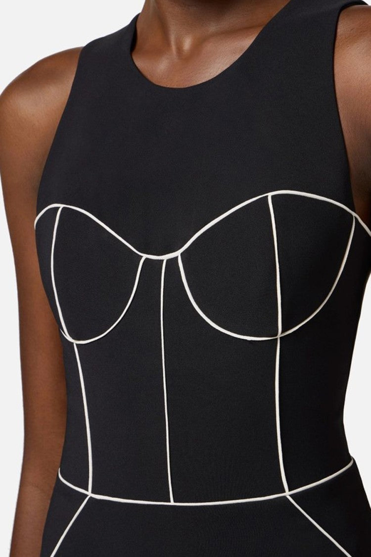 Elisabetta Franchi Fitted Midi Dress With Structured Bodice