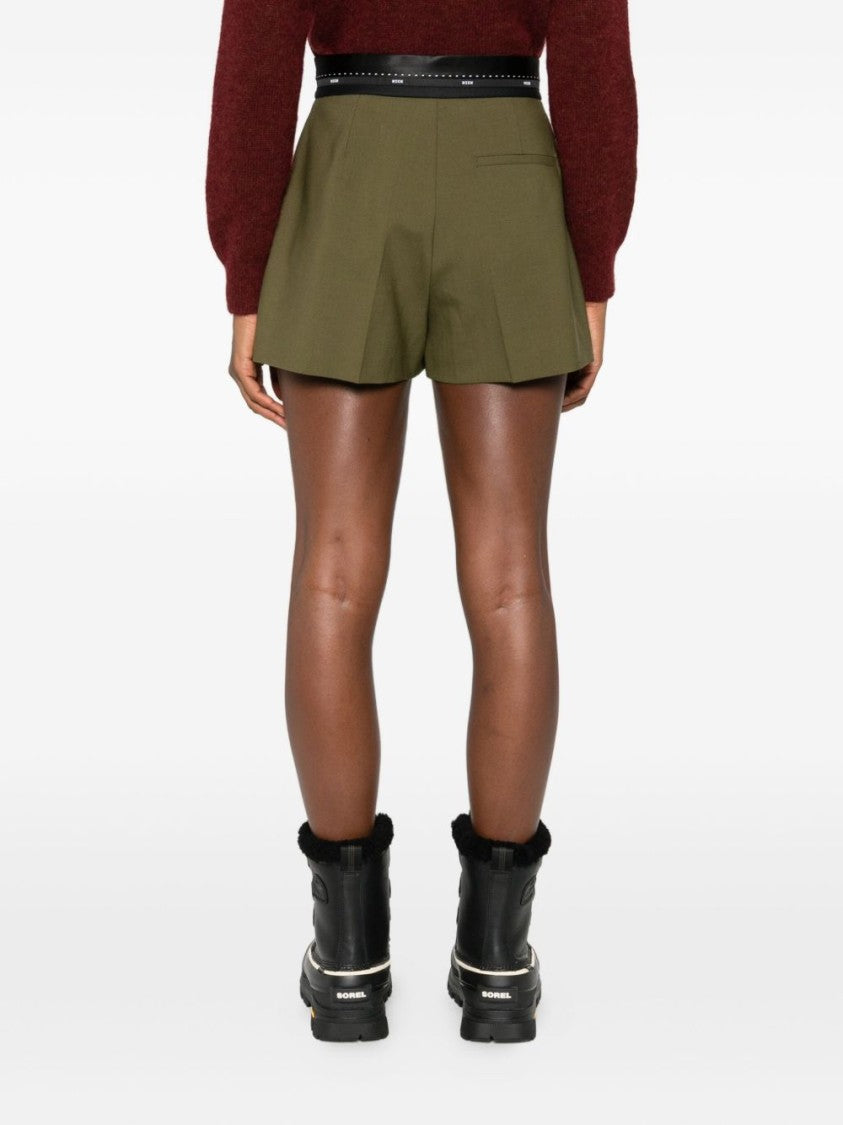 Msgm Tailored Green Shorts With High Waist