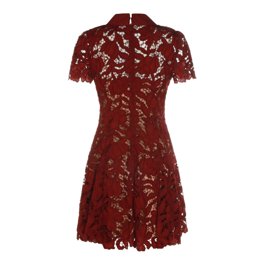 Self-Portrait Mini Lace Dress With Crystal Button Detail And Structured Collar